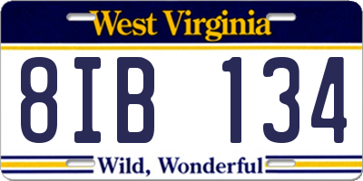 WV license plate 8IB134