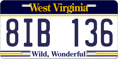 WV license plate 8IB136