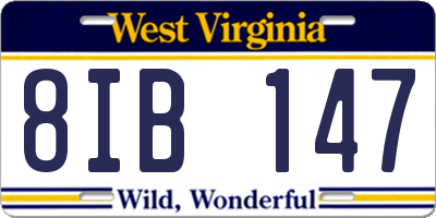 WV license plate 8IB147