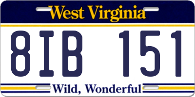 WV license plate 8IB151