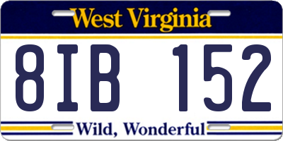 WV license plate 8IB152