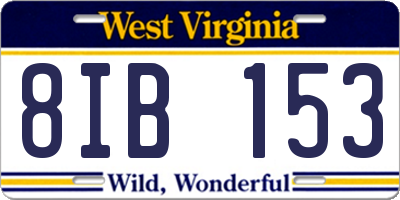 WV license plate 8IB153