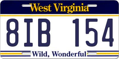 WV license plate 8IB154