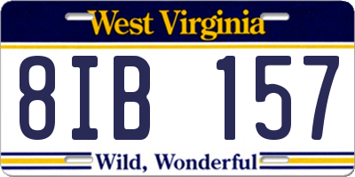 WV license plate 8IB157