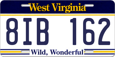 WV license plate 8IB162