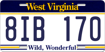 WV license plate 8IB170
