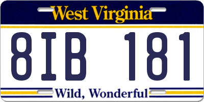 WV license plate 8IB181