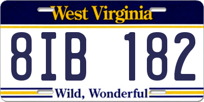 WV license plate 8IB182