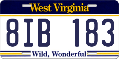 WV license plate 8IB183