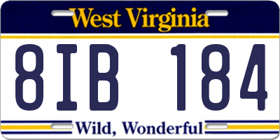 WV license plate 8IB184