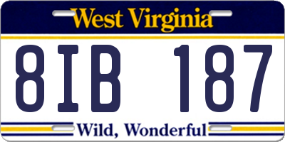 WV license plate 8IB187