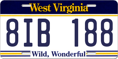 WV license plate 8IB188