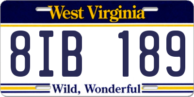 WV license plate 8IB189