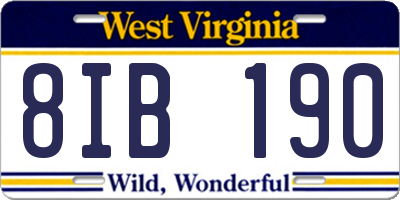WV license plate 8IB190