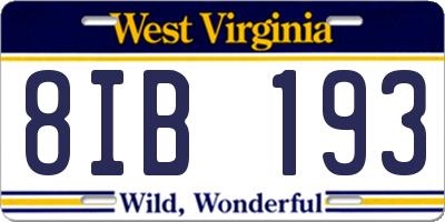 WV license plate 8IB193