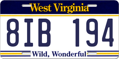 WV license plate 8IB194