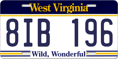 WV license plate 8IB196