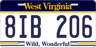 WV license plate 8IB206