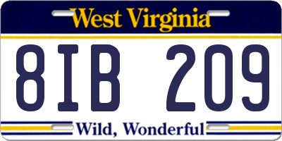 WV license plate 8IB209