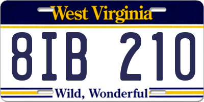 WV license plate 8IB210