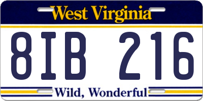 WV license plate 8IB216