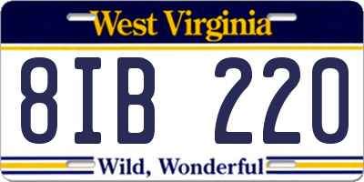 WV license plate 8IB220