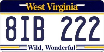 WV license plate 8IB222