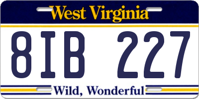 WV license plate 8IB227