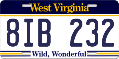 WV license plate 8IB232