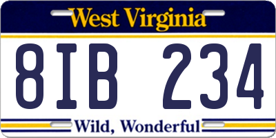 WV license plate 8IB234