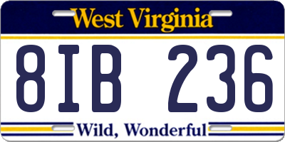 WV license plate 8IB236