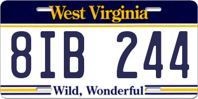 WV license plate 8IB244