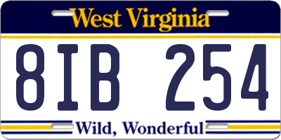 WV license plate 8IB254