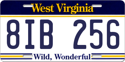 WV license plate 8IB256