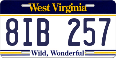 WV license plate 8IB257