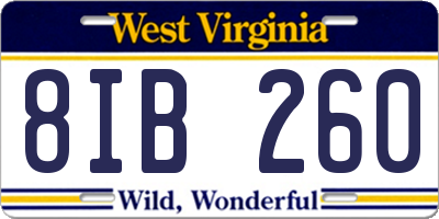 WV license plate 8IB260