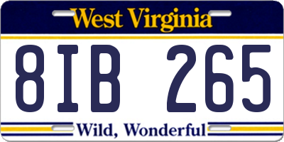 WV license plate 8IB265