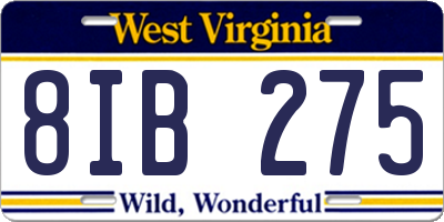 WV license plate 8IB275