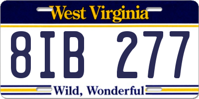 WV license plate 8IB277