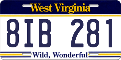 WV license plate 8IB281