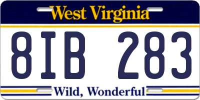 WV license plate 8IB283