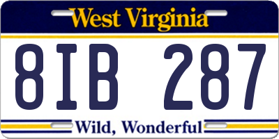 WV license plate 8IB287