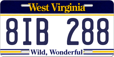 WV license plate 8IB288