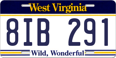 WV license plate 8IB291