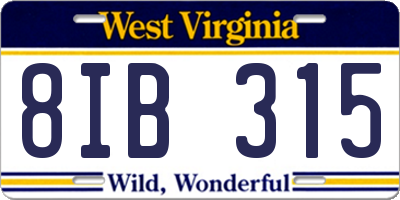 WV license plate 8IB315