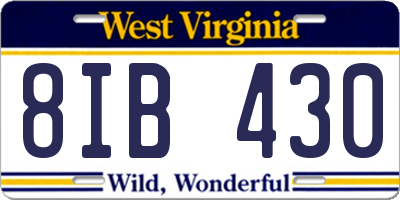 WV license plate 8IB430
