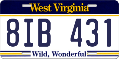 WV license plate 8IB431