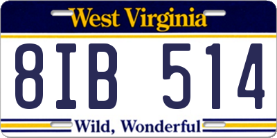 WV license plate 8IB514