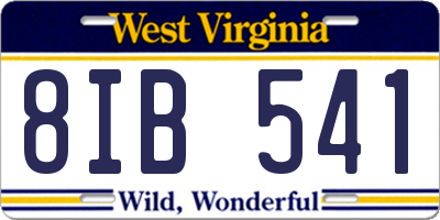 WV license plate 8IB541