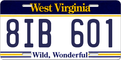 WV license plate 8IB601